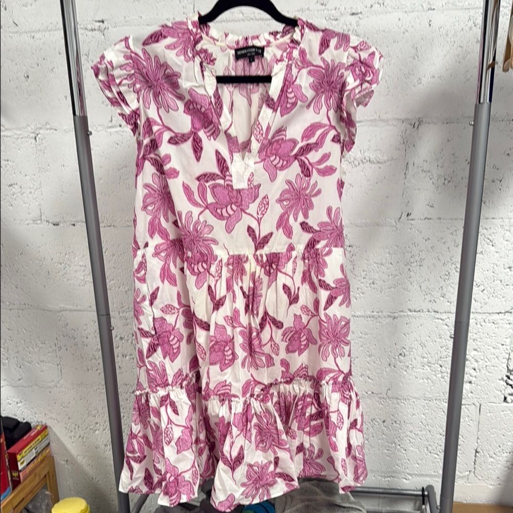 Generation Love Pink and White Sundress with Flutter Sleeves Size Large